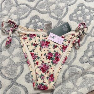 Wild Fable Floral Bikini Bottom - Cream and Pink